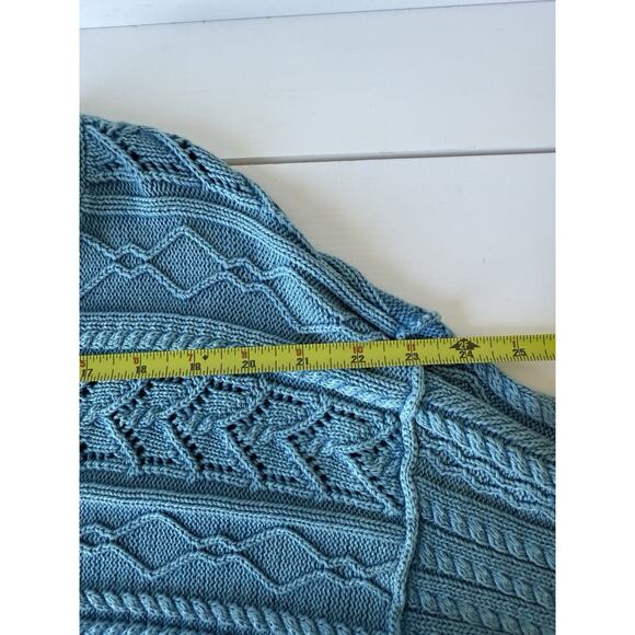 Sundance Rita Easy Cable Knit Blue Sweater Women's M Boho Cottagecore Fisherman - Picture 7 of 8